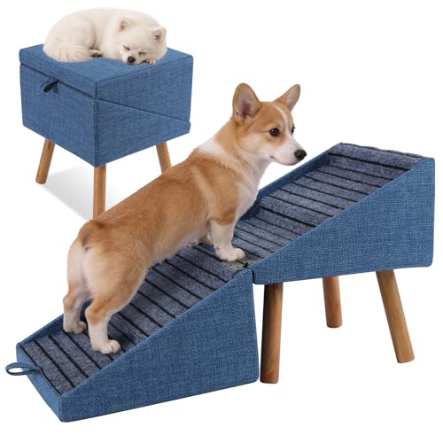Dog Stairs for Small Dogs (Blue / XL(17.13”H))