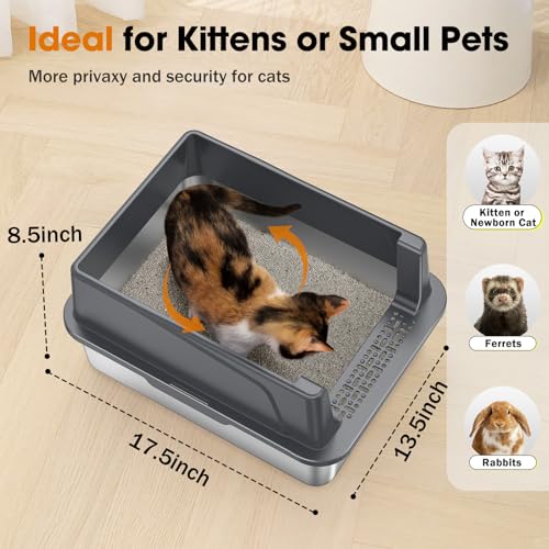 2PACK Stainless Steel Cat Litter Box (Dark Grey / M)