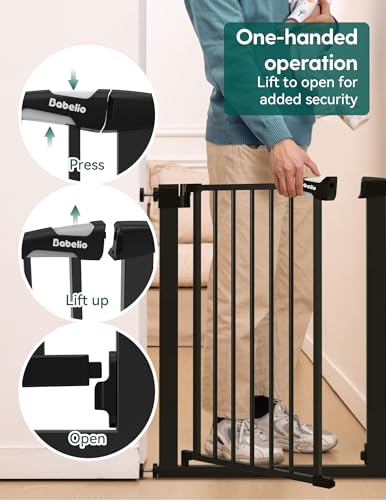 Bebelio 26 28.5" Narrow Baby Gate (Black / 30" Tall, 26-28.5" Wide)