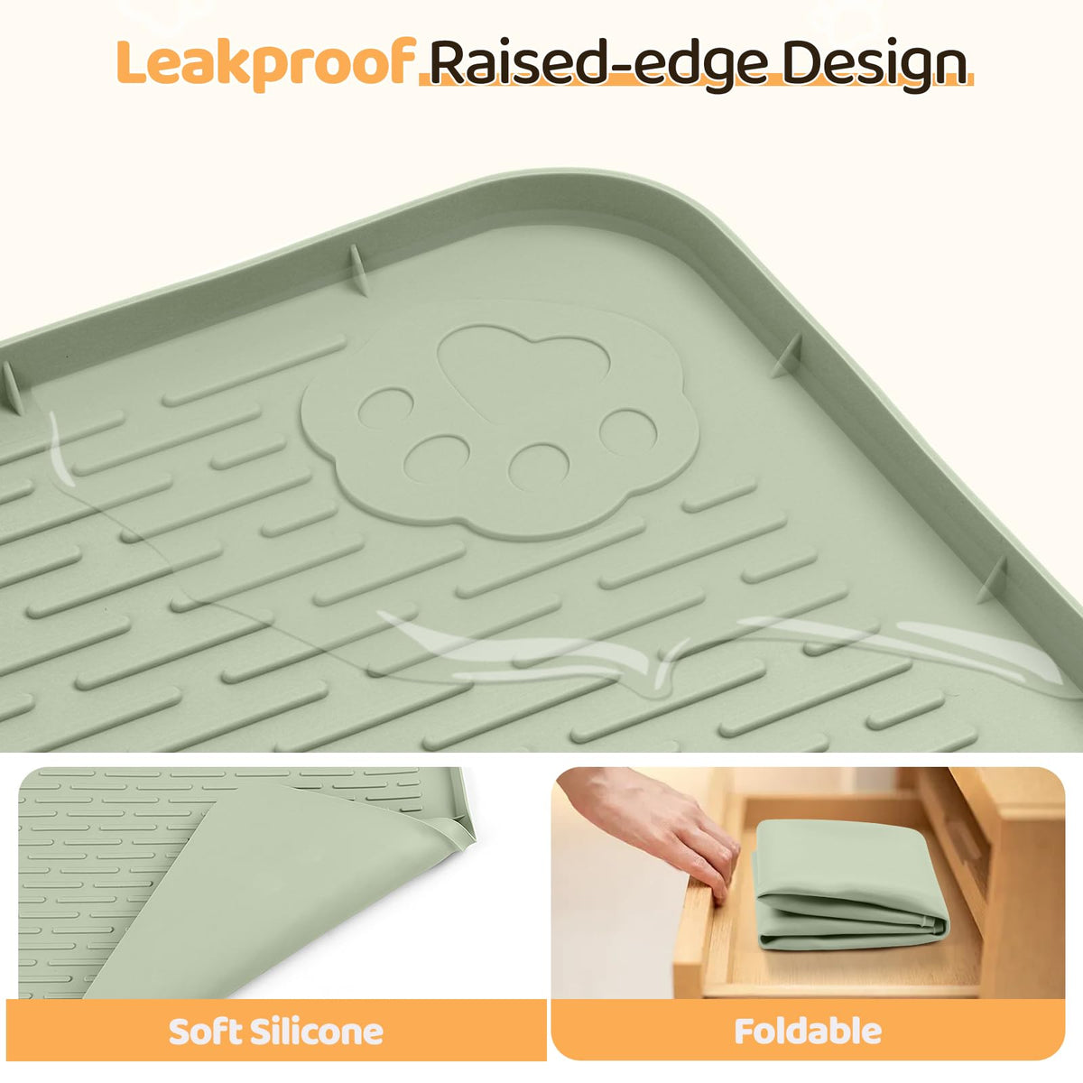 Dog Food Mat 57''x40'' Extra Large Dog Mat for Food and Water (57"L x 40"W / Green)