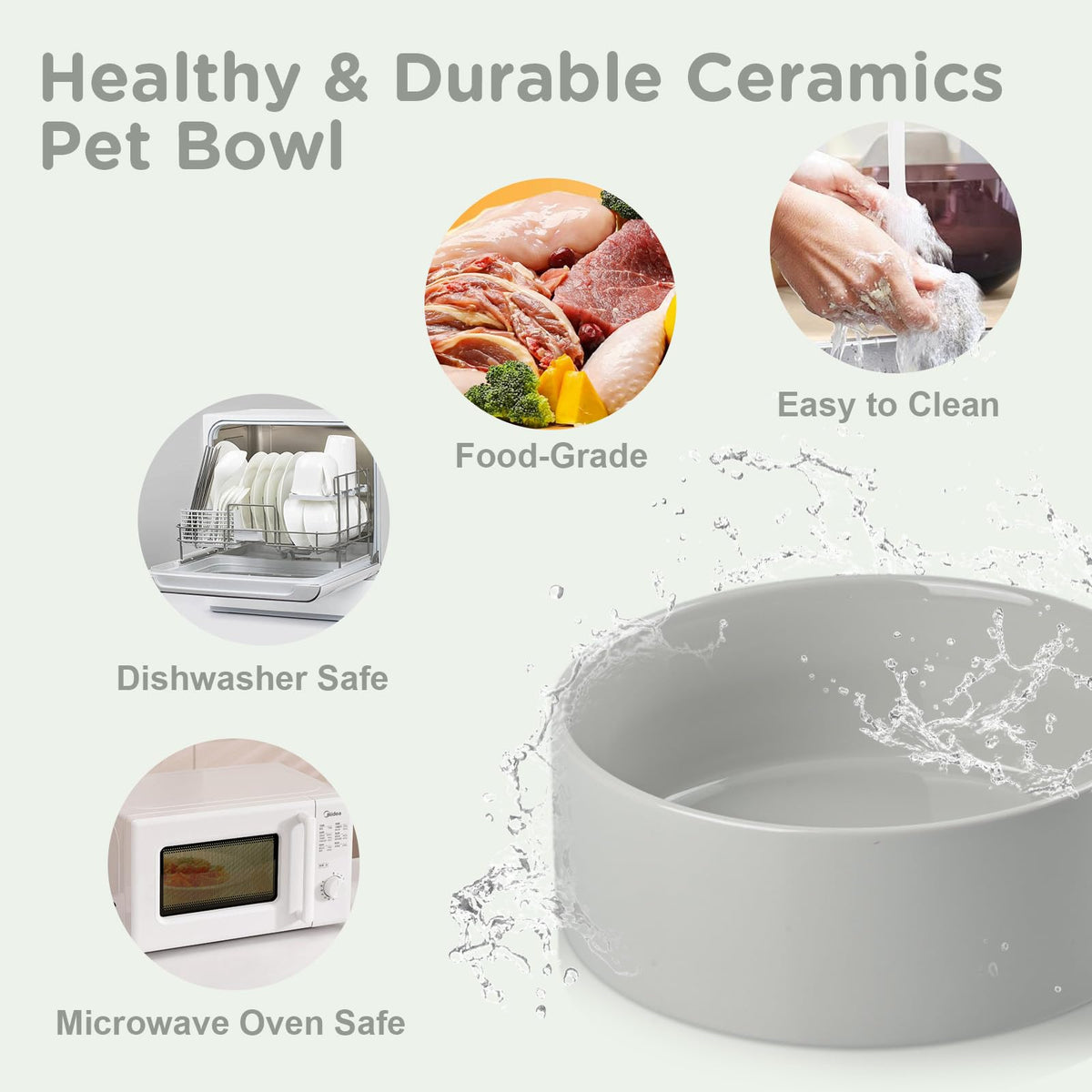 Elevated Dog Bowls Ceramic (8.3 in - 7.6 cups / Grey)