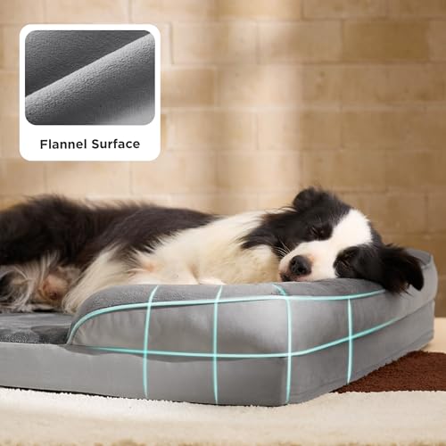 Orthopedic Dog Beds Large Sized Dog Washable Original Design (Dune Haze Blue / 38"l X 28"w X 6.5"th)