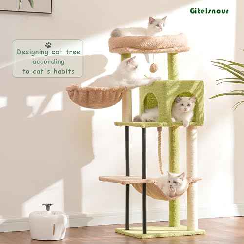 Cat Tree 43.3'' Cat Tower with Hammock for Kittens GCT004SGY (43.3 inches / Green and yellow)
