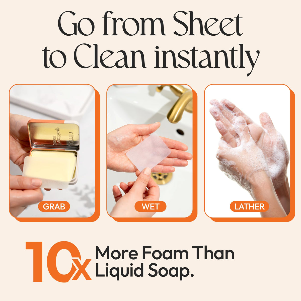 Paper Soap Sheets for Traveling (Orange)