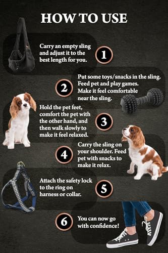 Dog Sling Carrier for Small Dogs 3 (Black / 15.0"L x 6.0"W x 5.5"H)