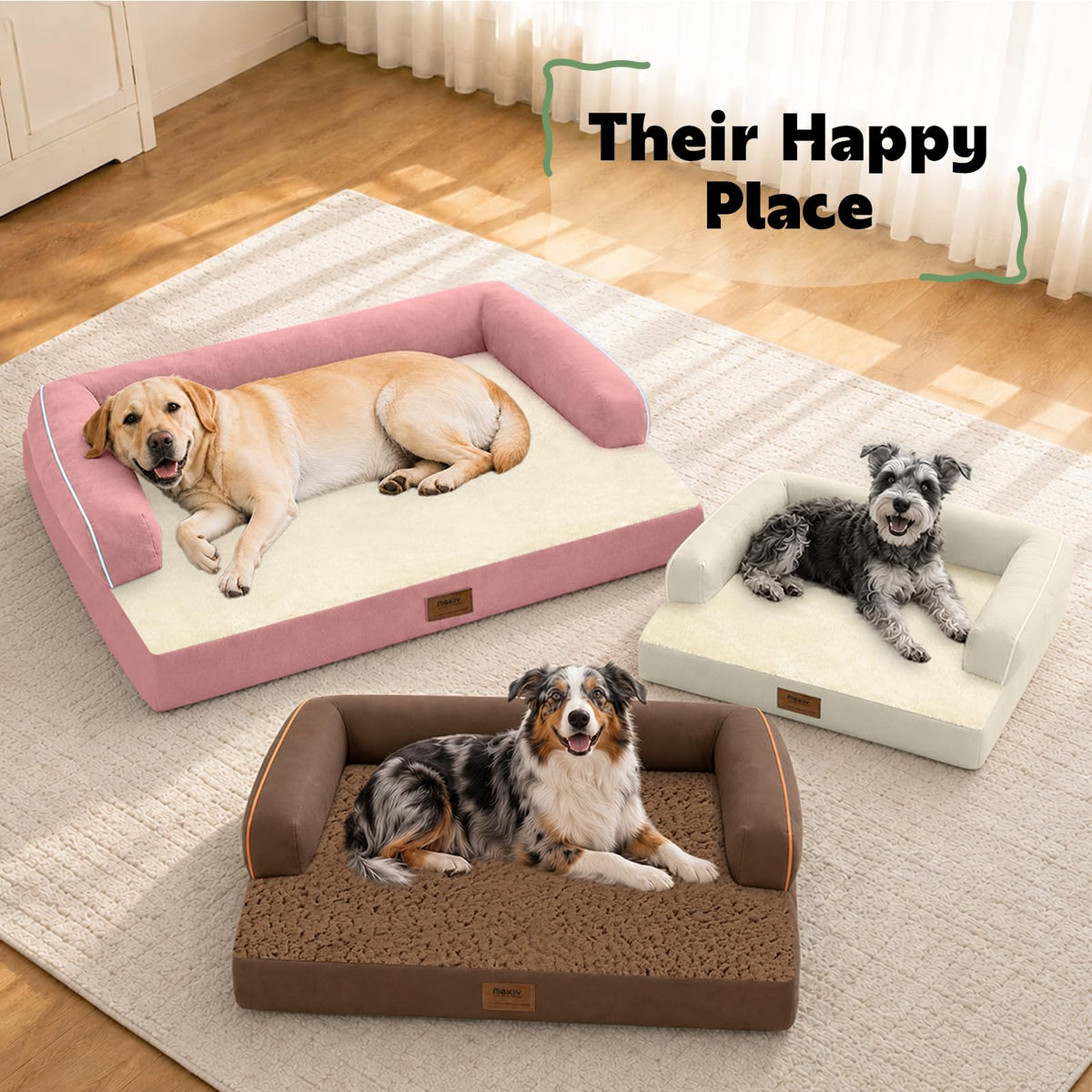 Orthopedic Comfy Pet Sofa Dog Bed with Bolster for Small Dogs Cats (24.0"L x 18.0"W x 6"Th / Pink)