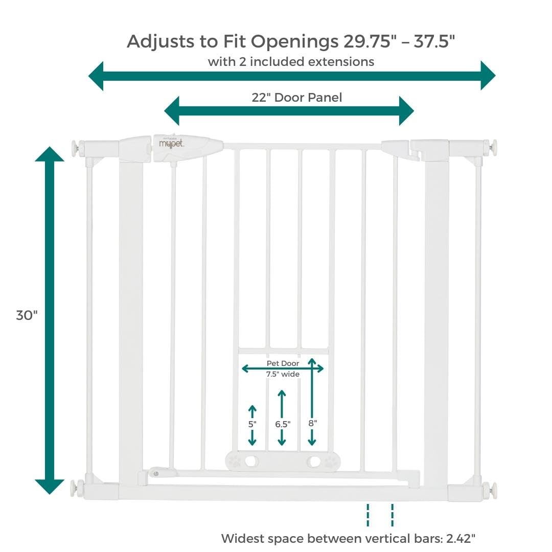 EasyPass Wide Walk Thru Pet Gate for Dogs and Cats (Walk Thru EasyPass / 30" Tall; 37.5" Wide / White)