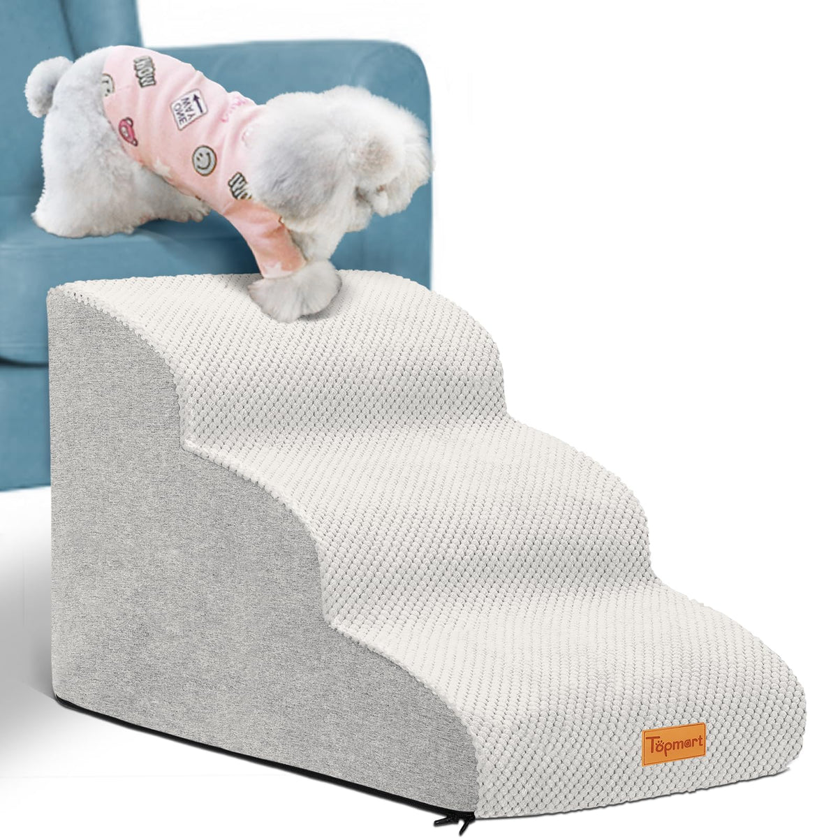 3 Tiers Foam Dog Ramps (White / 23.6*15.7*15.7)