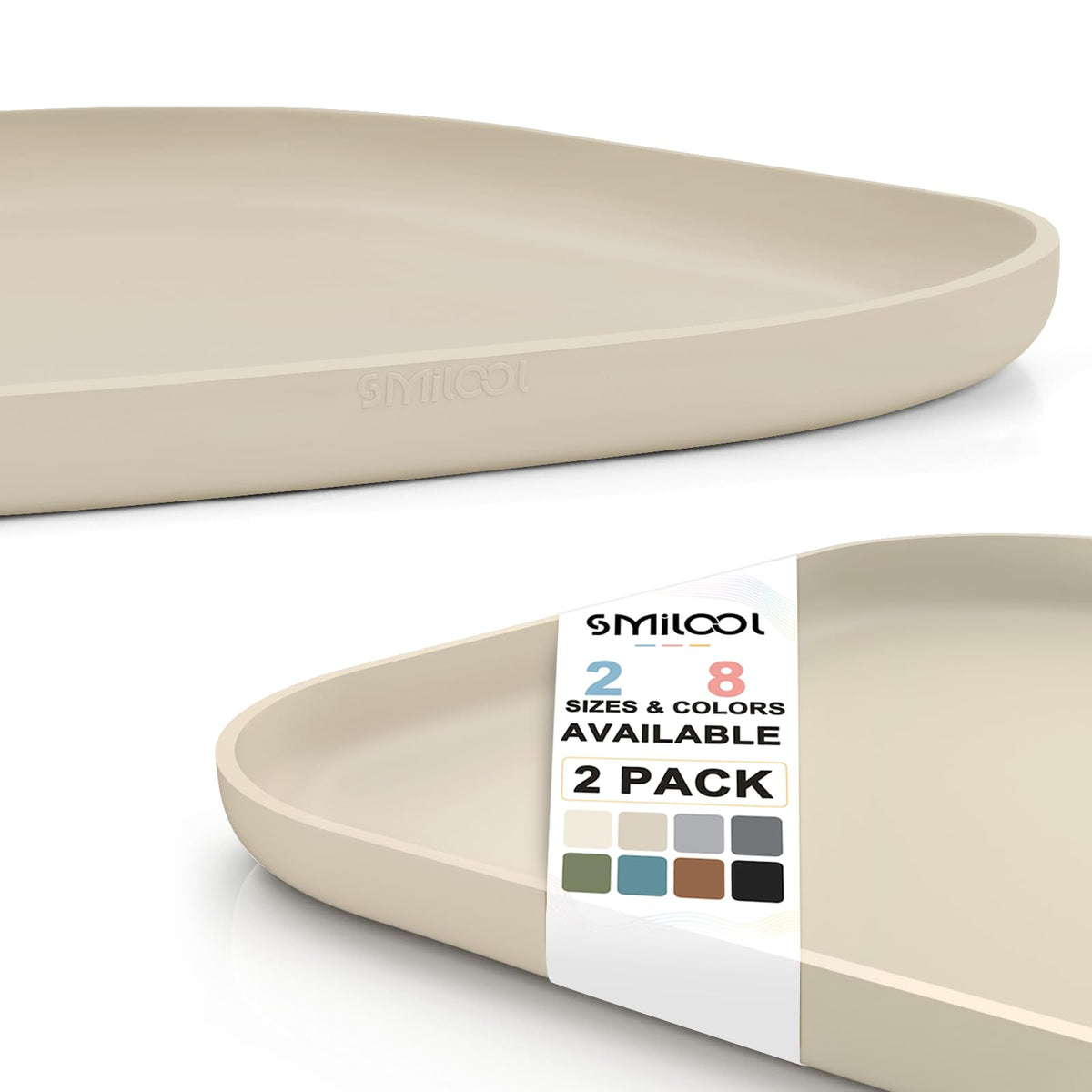 Waterproof Silicone Pet Food Mat with Raised Edge for Dog & Cat (12"L x 12"W / Beige)