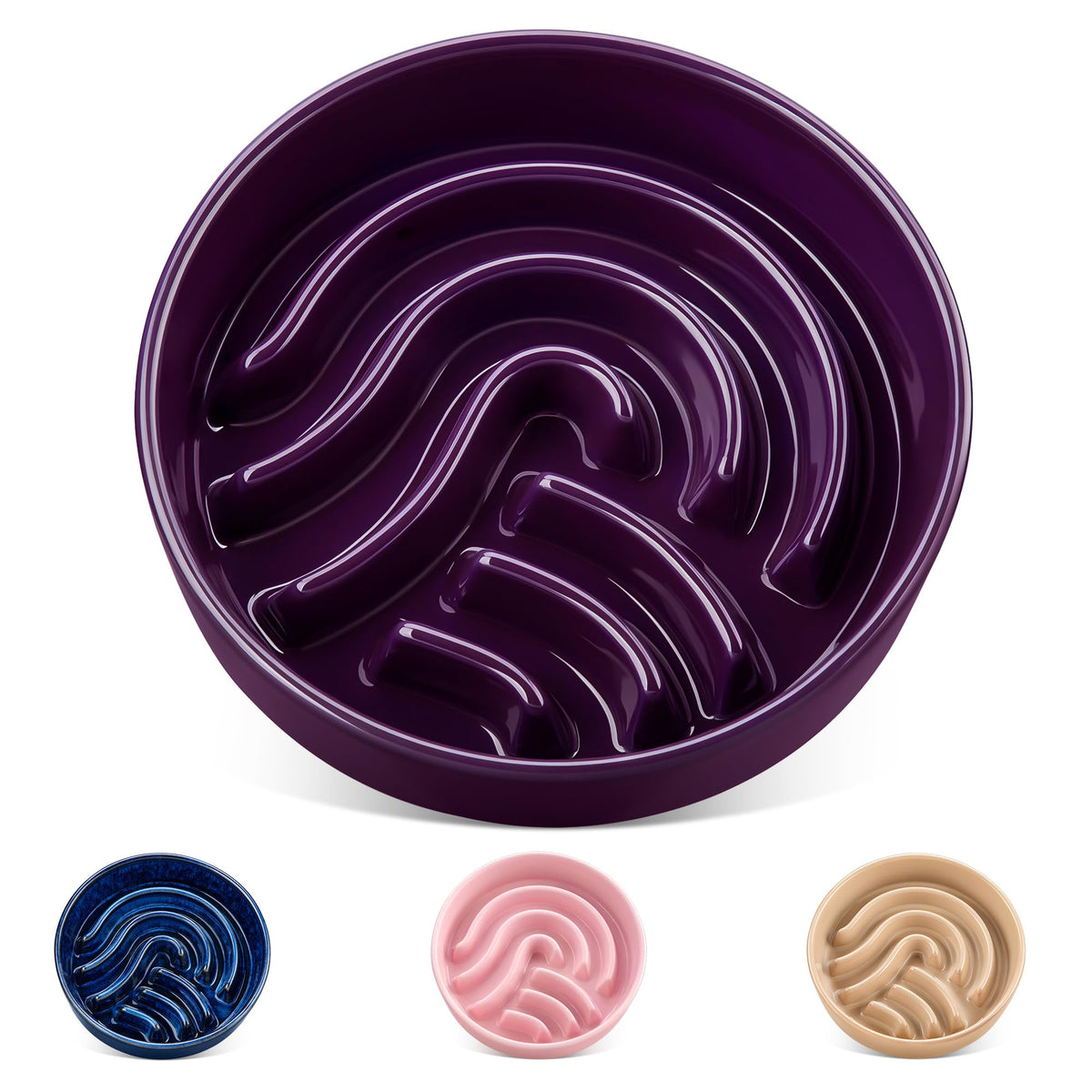 Slow Feeder Dog Bowl (Dark Purple / 1.5 Cups)