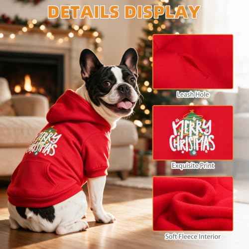 Christmas Dog Hoodie for Medium Large Dogs (Christmas Red / X-Large)