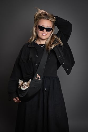 Dog Sling Carrier for Small Dogs 3 (Black / 15.0"L x 6.0"W x 5.5"H)