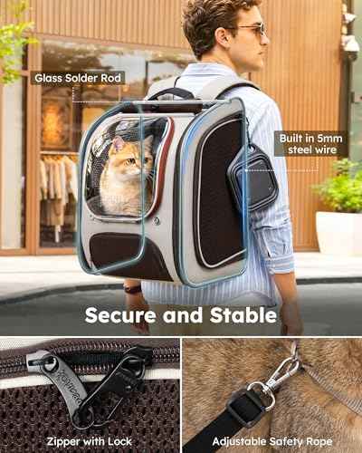 Dog Backpack Carrier (Khaki-on-Khaki Color Blocking / 12.6"L x 10.2"W x 16.5"H)
