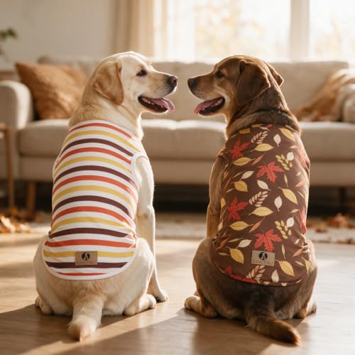 Thanksgiving Dog Shirts for Large Dogs (Autumn Pattern / X-Large(Chest 26", Back 19"))