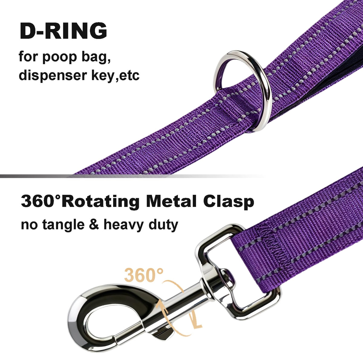 Bungee Dog Leash 5FT (Purple / 5FT-6FT)