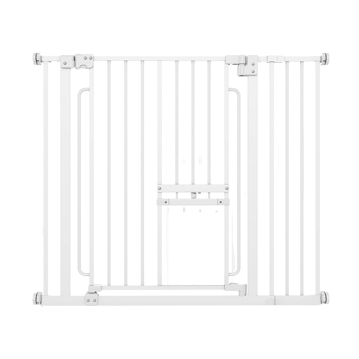 Pet Gate with Cat Door (White / 29.5-37"Wide,30"Tall)