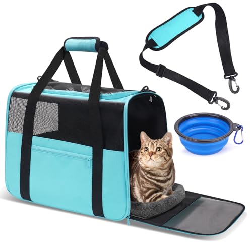 JUNGYOUN Premium Cat Carrier (Blue / 18.0"L x 12.5"W x 14.2"H)