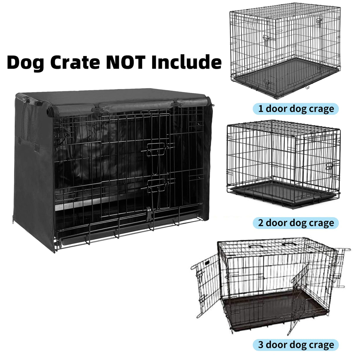 Dog Kennel Cover 30 Inch Waterproof 600D Oxford with 1 (30.0"L x 19.0"W x 21.0"H / Black Cover(only Cover))