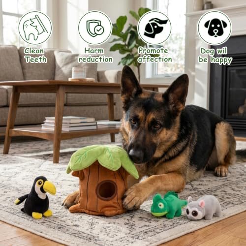 Squeaky Hide and Seek Dog Toys for Small and Medium Dogs (Baobab)