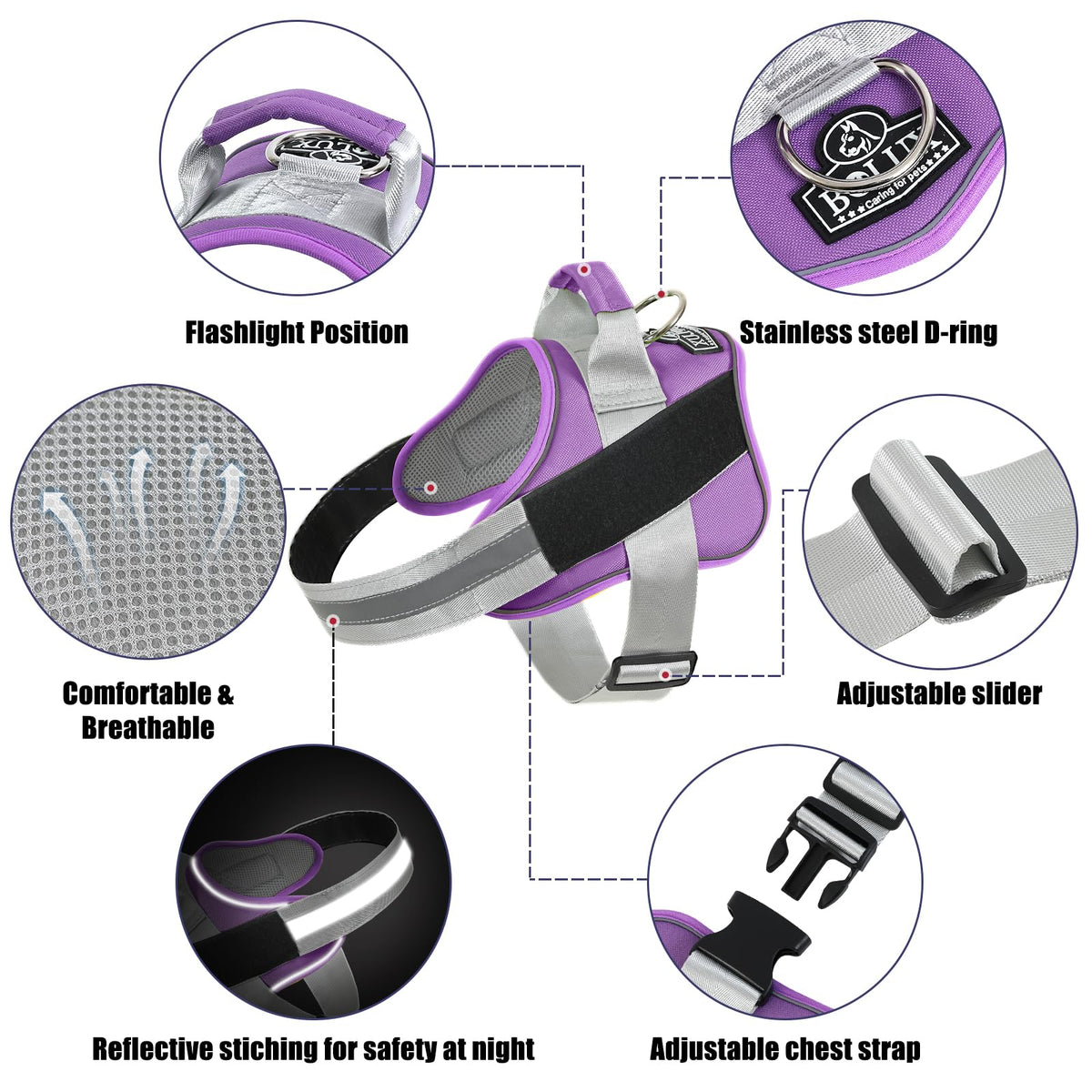Dog Harness No (Medium (Pack of 1) / Lavender)
