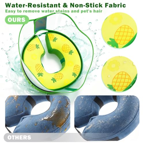 2-in-1 Inflatable Elizabeth Collar for Large Dogs After Surgery, Soft Dog Donut Collar Waterproof, Machine Washable, Portable Dog Cone with Removable Protective Shield(Yellow Pineapple, Large) (Yellow Pineapple / L (Neck 12.5"-15"))
