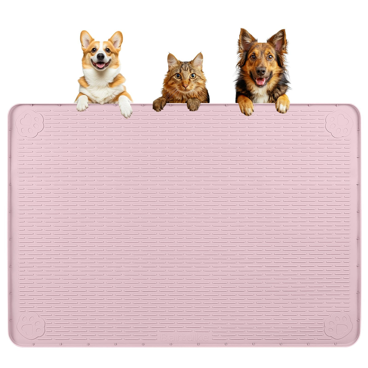Dog Food Mat 40''x28'' Extra Large Dog Mat for Food and Water (40"L x 28"W / Pink)