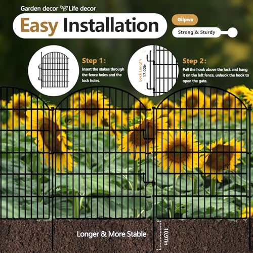 10 Panels Decorative Garden Fence with Lock (40in(H) X 22.31ft(L))