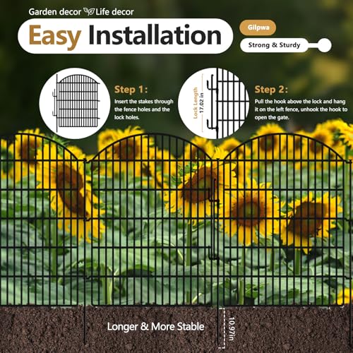 5 Panels Garden Fence Animal Barrier with Lock (40in(H) X 12ft(L))