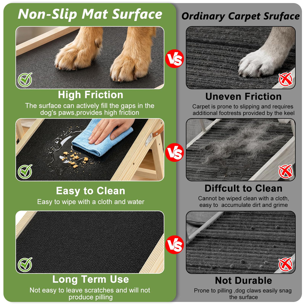 Dog Ramp for Bed (47“L*16”W*20.3"~27"H)