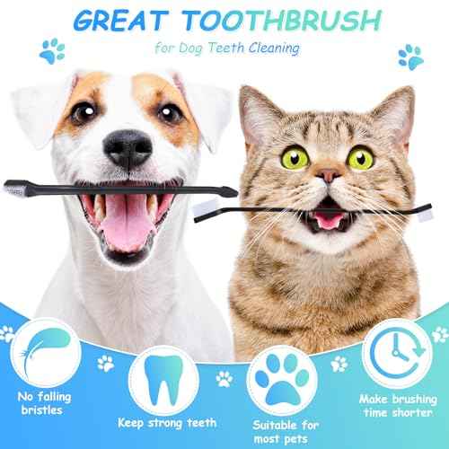 70 Pcs Dog Tooth Brush Dual Headed Pet Toothbrush (Black)