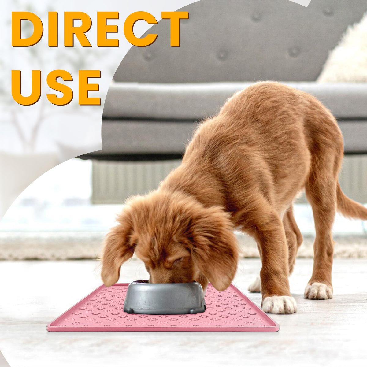 Pet Placemat for Dog and Cat (11.8"L x 11.8"W / Pink)