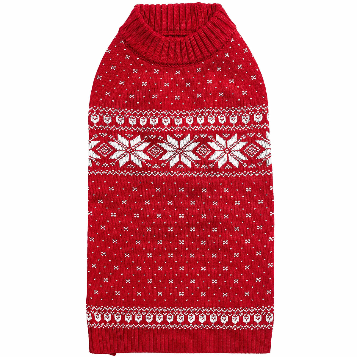 Christmas Snowflakes Holiday Festive Pullover Dog Sweater (20 inch (Pack of 1) / B Design: Dog - True Red)