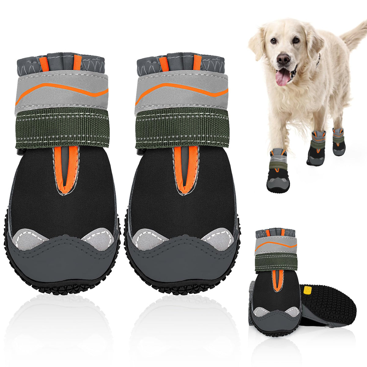 Dog Shoes for Large Small Medium Dogs (Black / #4 (Width 2.2 inch) for 33-44 lbs)