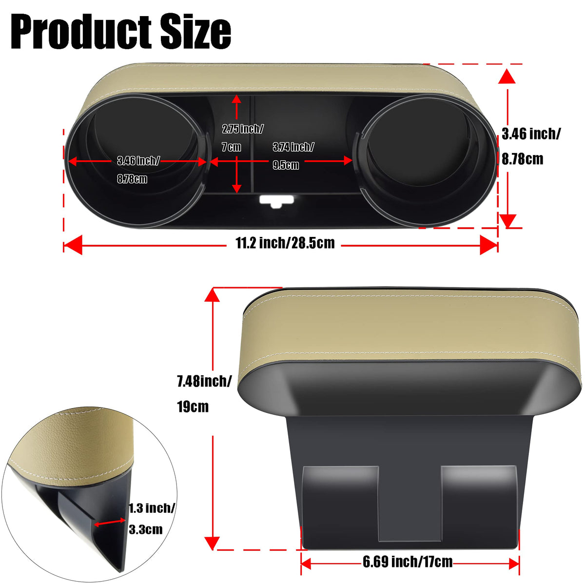 Console Side Pocket (Slim-Beige)