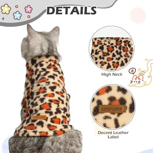 Cat Sweater Warm Fleece Pet Clothes for Cats Only (Leopard Print / Small)
