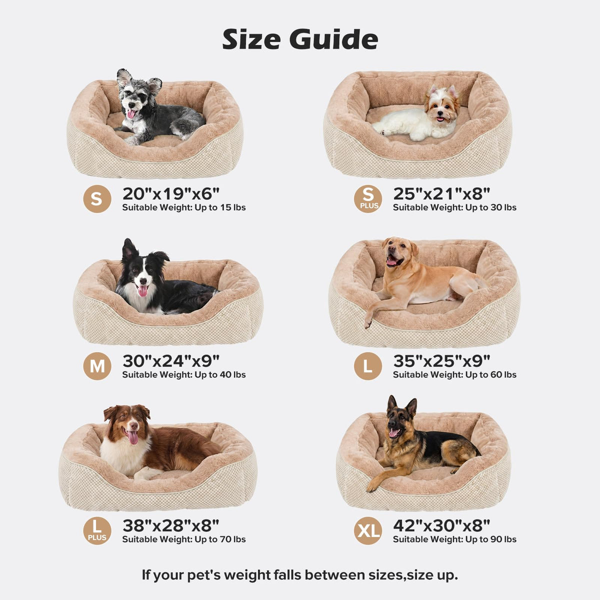 Small Dog Bed for Small Dogs (S PLUS (25"x21"x8") / Beige)