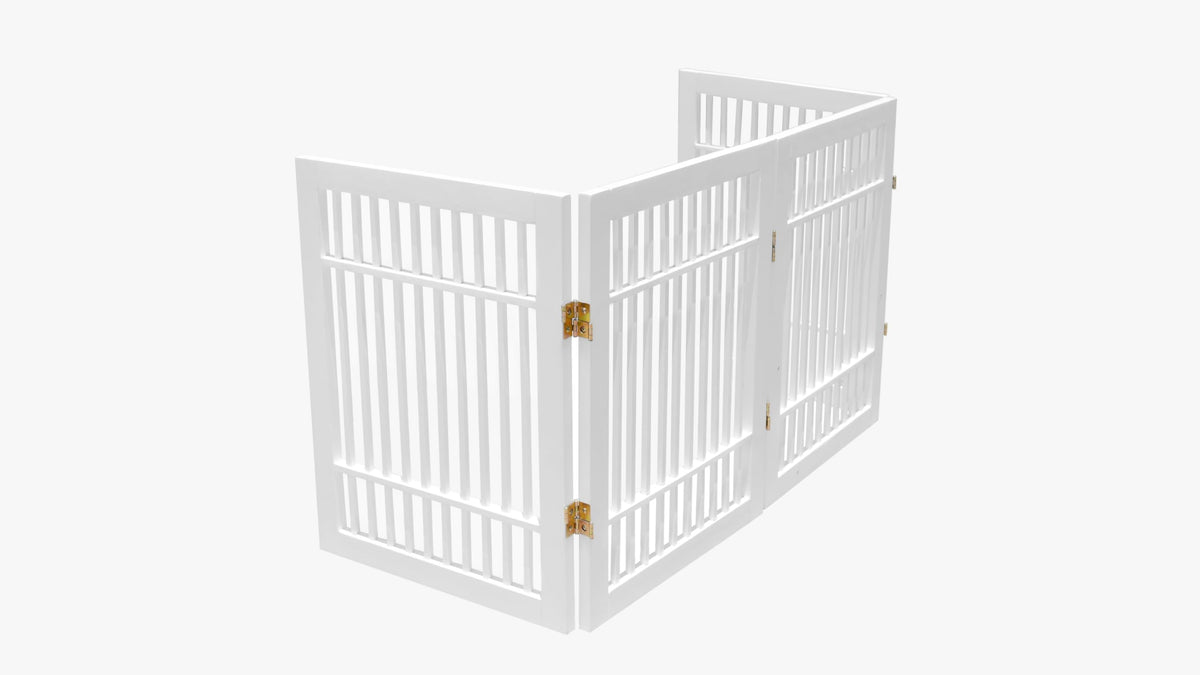 Pet Dog Gate Freestanding (4 Panel 24" Tall / White Pet Gate)