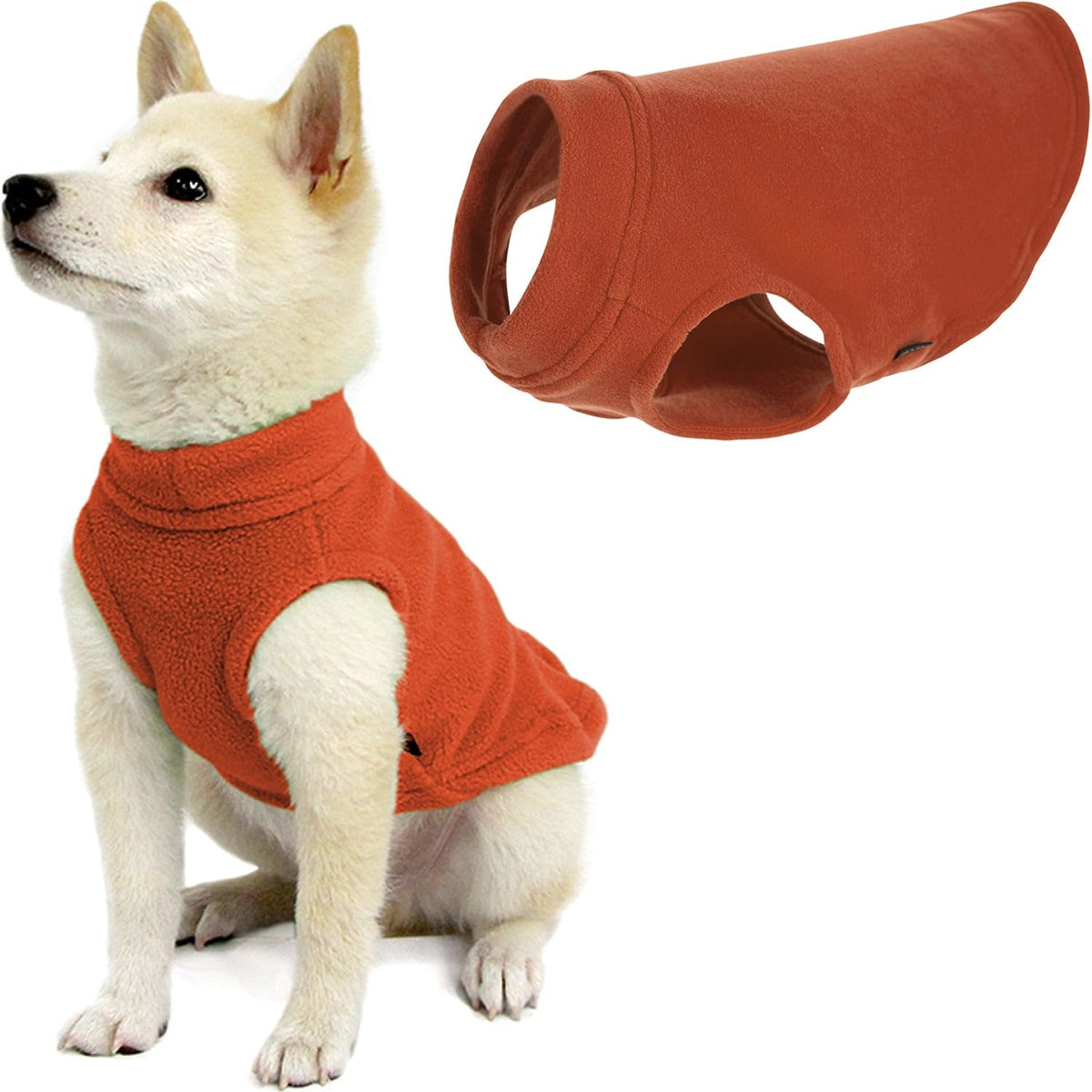 Stretch Fleece Vest Dog Sweater (X-Small Length (7") / Pumpkin)