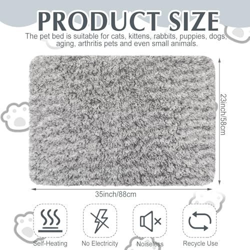 4 Pack Self Warming Cat Mat for Pets (22 x 35 Inch / Gray)
