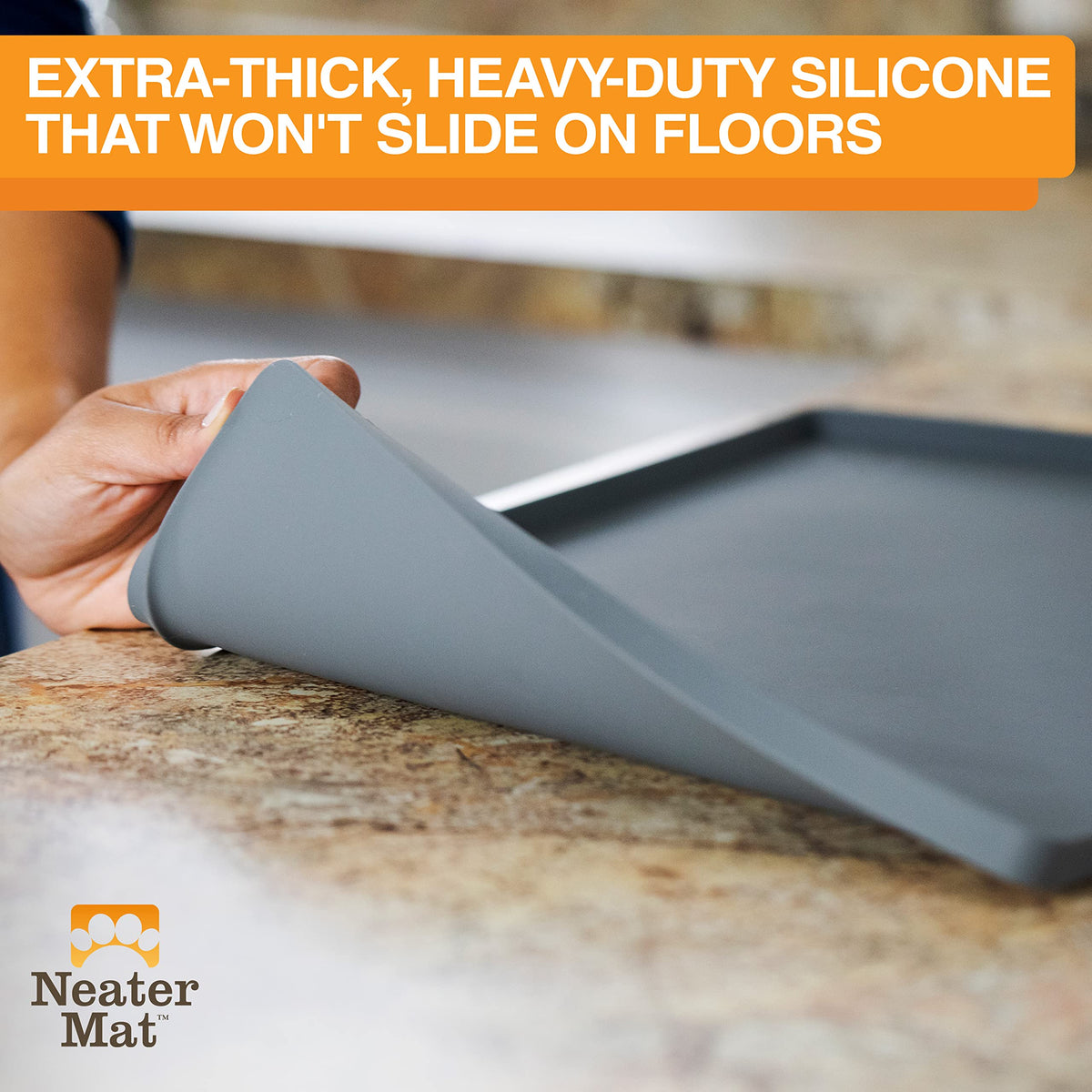 Neater Mat Pet Mats for Food and Water (32"L x 24"W / Gunmetal)