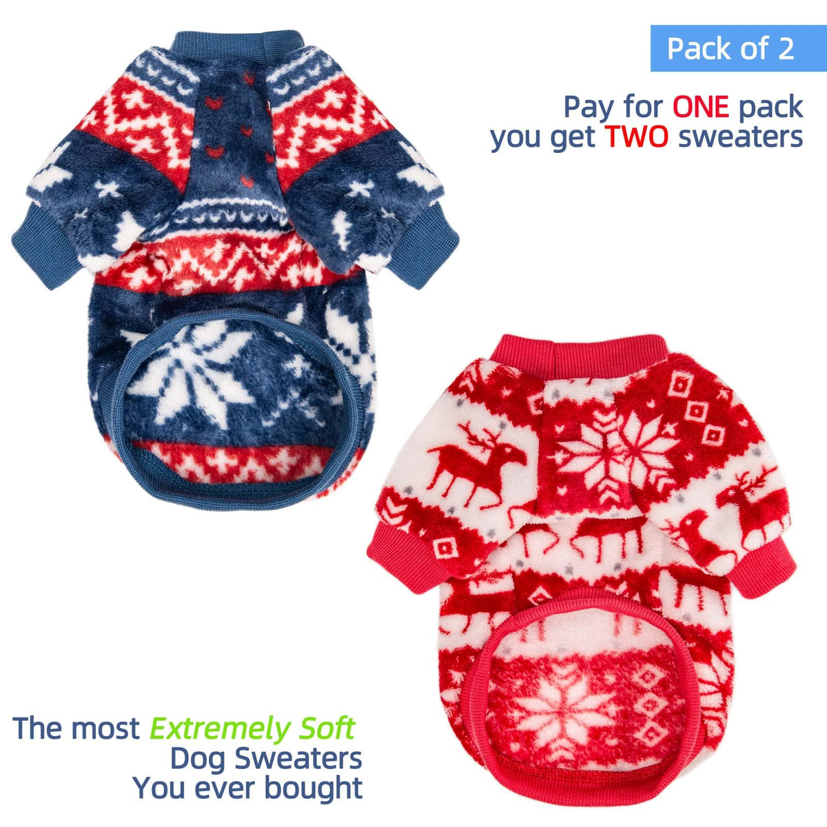 Christmas Dog Sweater (Red,Blue / Large)