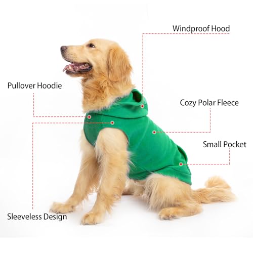 Fleece Dog Hoodie with Pouch (XX-Large / Green)