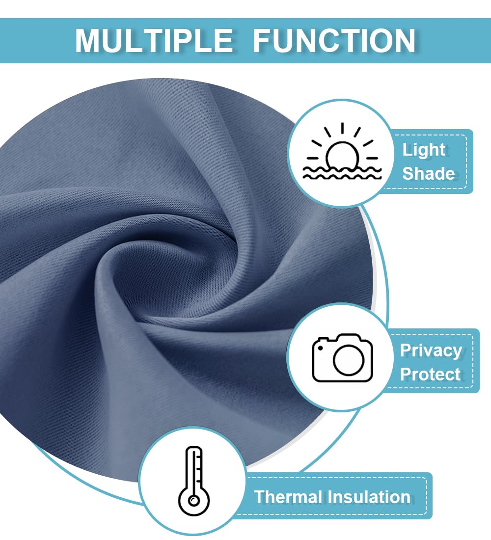 Blackout Curtain Privacy Window Drape for Living Room Bedroom Door (Stone Blue / 36"W x 69"L (Pack of 1))