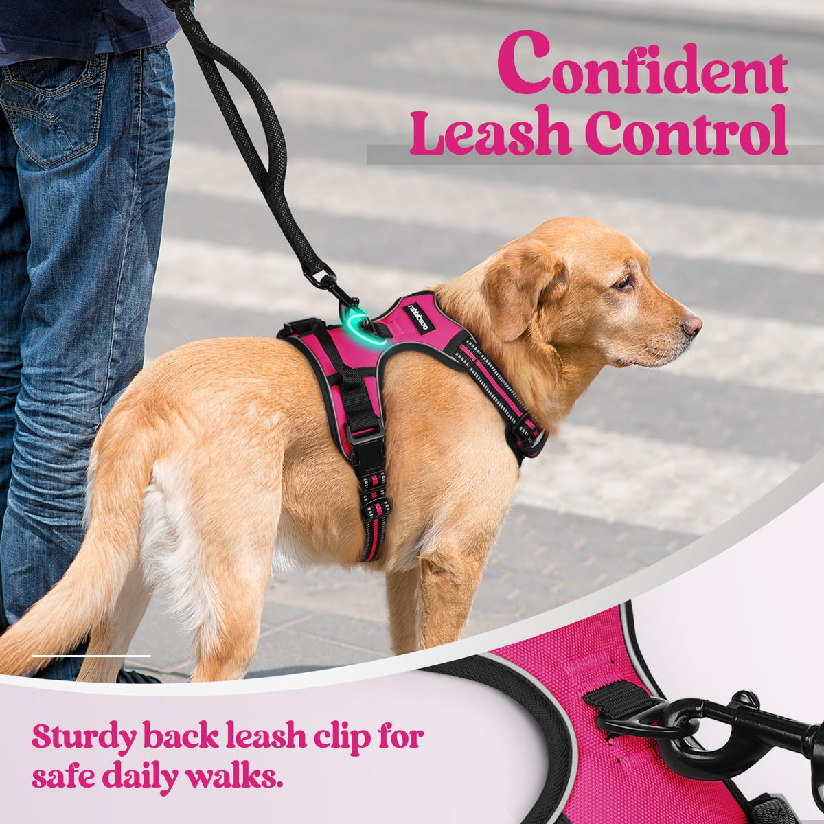 Dog Harness No Pull for Large Dogs with 2 Leash Clips (X-Large / Hot Pink)