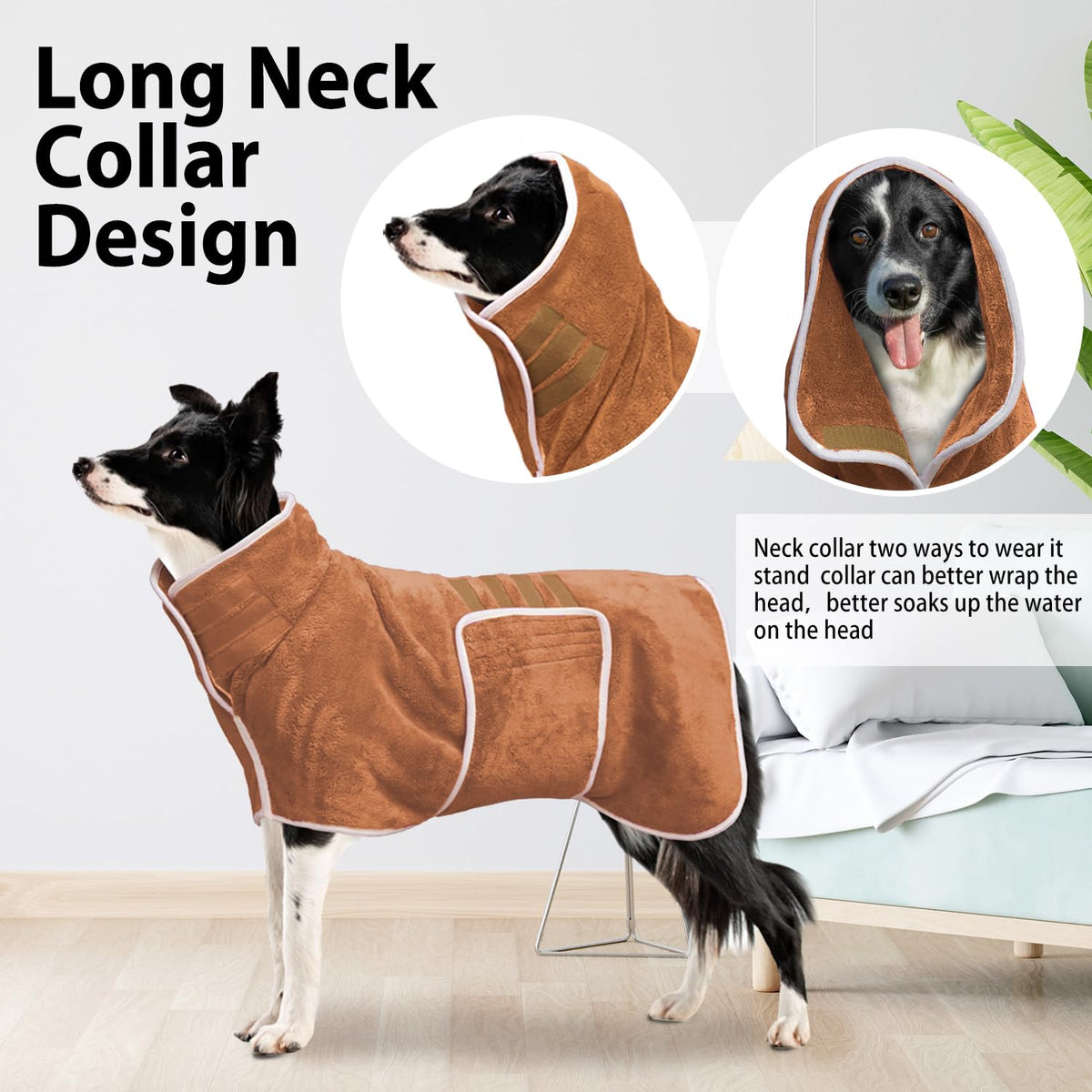 Dog Bathrobe Towel Dog Drying Coat (Brown / XX-Large)