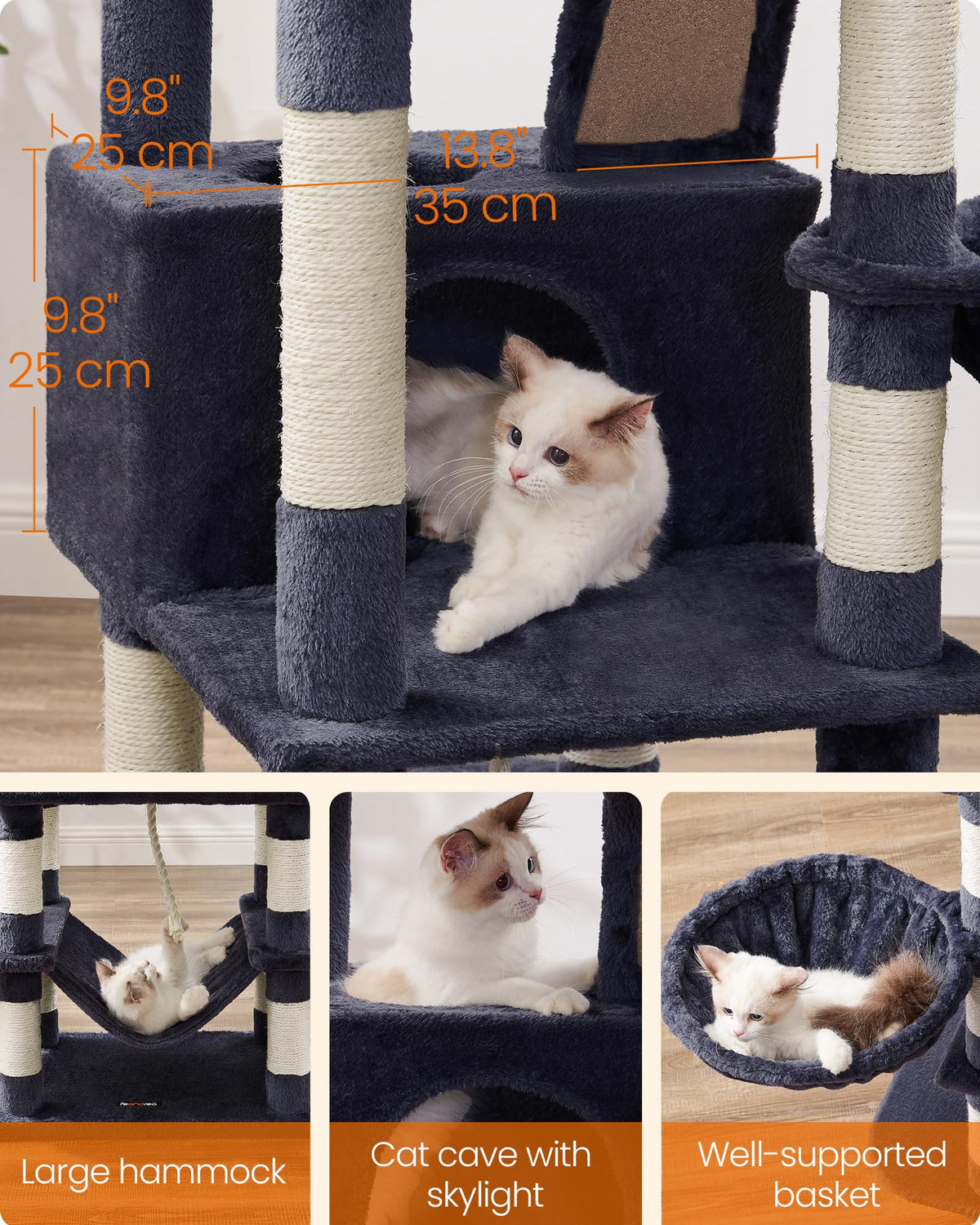 Cat Tree 66.1 (Smoky Gray / L (21.7"L x 17.7"W x 66.1"H))