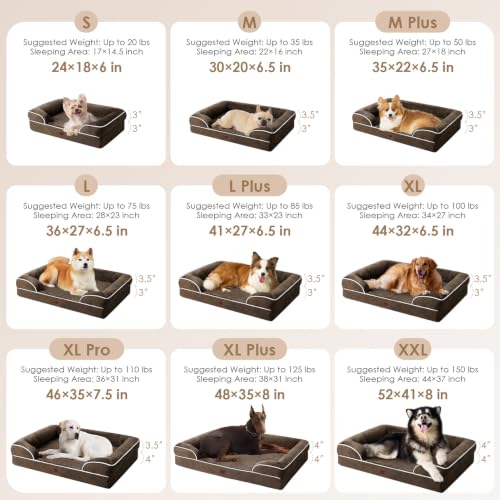 Orthopedic XXL Dog Bed (Brown / 46.0"l X 35.0"w X 7.5"th)