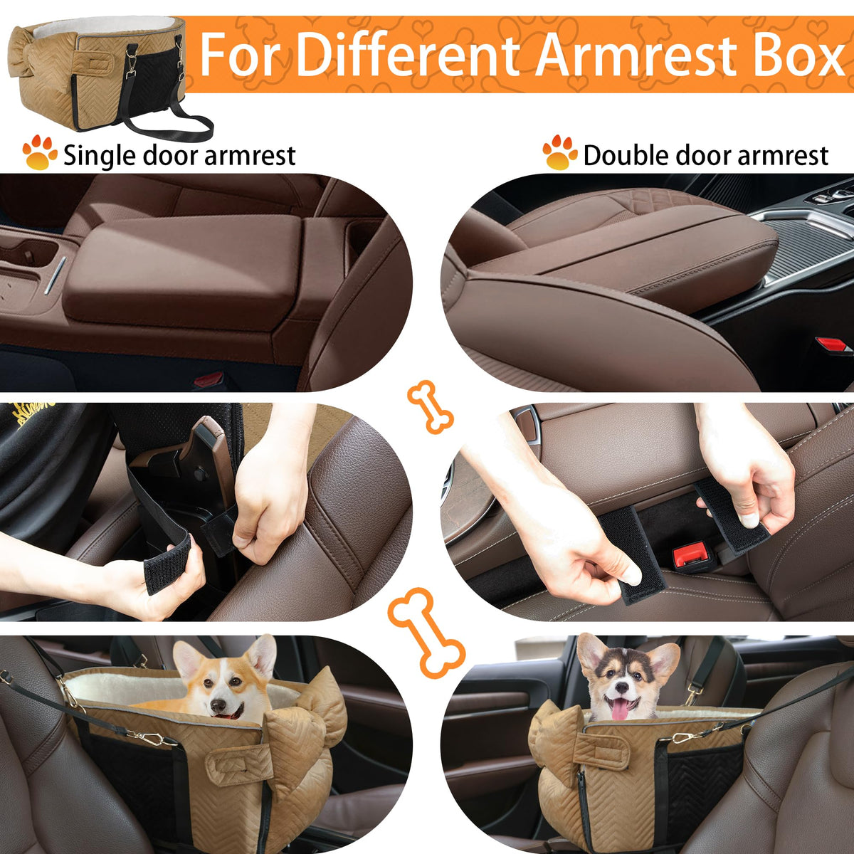 Dog Car Seat for Small Dogs Adjustable Portable Center Console Dog Car Seat Removable Cat Booster Cars Seats