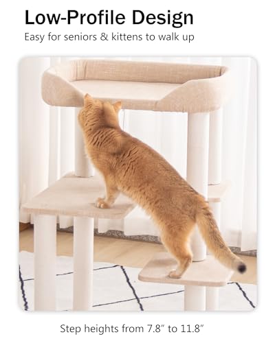 37.5" Cat Tree Tower for Large & Senior Cats (Ivory 37.4'')