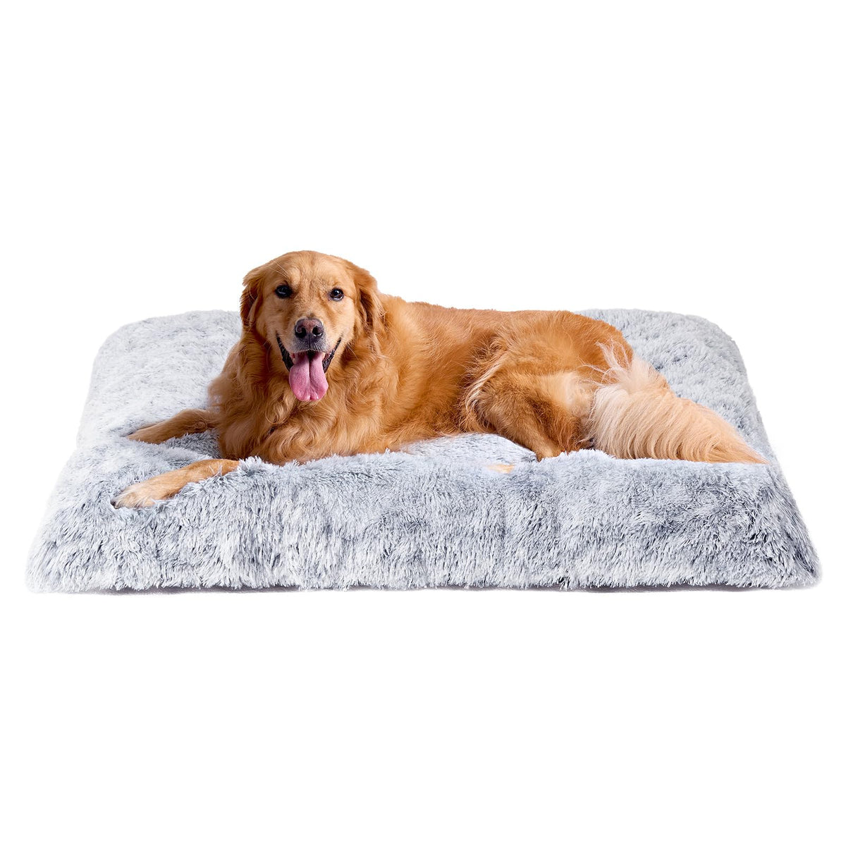 Fluffy Dog Crate Bed (Grey / 41 x 27.5)